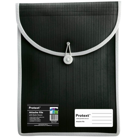 Attache File Protext A4 Top Open Elastic Close Black