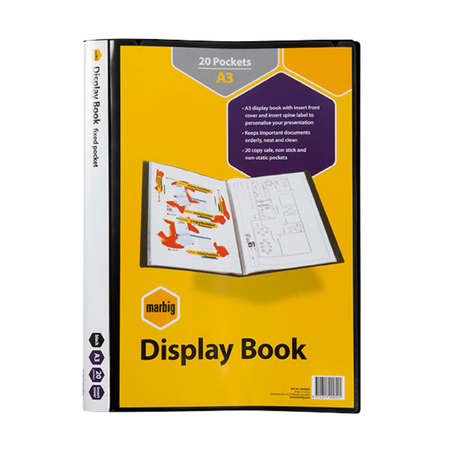 Display Book Marbig A3 Fixed Pockets 20P Black