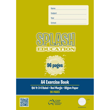Exercise Book Splash A4 Year 3/4 96pg with Margin