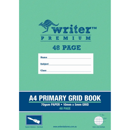 Grid Book Writer Premium A4 70gsm Primary 10x5mm 48pg Paint Brush