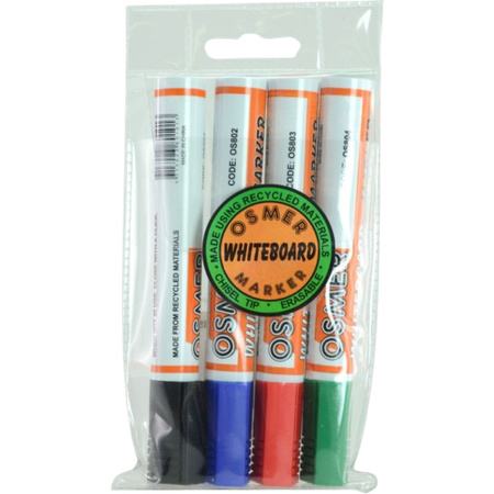 Marker Whiteboard Osmer Chisel Asstd Pack 4