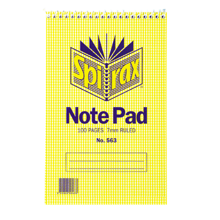 Note Book Spirax 563 200x127mm Spiral T/O 100pg