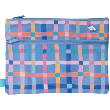 Pencil Case Spencil A4 Twin Zip Pastel Plaid