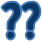 Two blue question marks on a white background