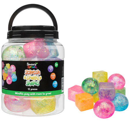 Sensory Sprouts Stretch & Sparkle Shapes Jar of 12