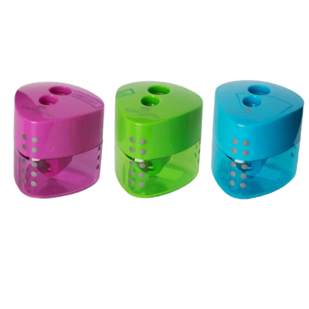 Sharpener Faber Grip With Barrel Double Hole Asstd Colours