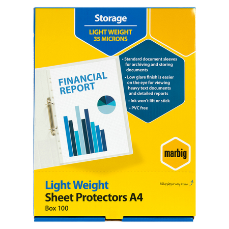 Sheet Protectors Marbig Lightweight A4 Box 100