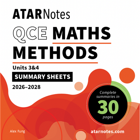 ATAR Notes QCE Maths Methods 3&4 Summary Sheets