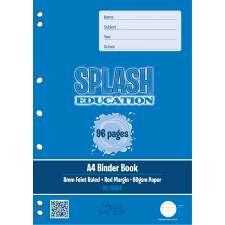 Binder Book Splash A4 8mm Ruled 96pg