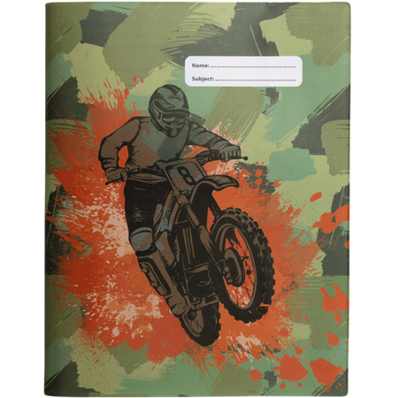 Book Jacket Spencil Exercise Book (9x7) Camo Biker Designs