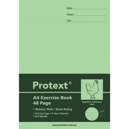 Botany Book Protext A4 8mm Ruled 48pg Hen