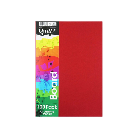 Cardboard Quill 200GSM A4 FSC Asstd Colours Pack 100