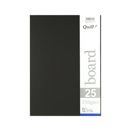 Cardboard Quill 210GSM A4 Black Pack 100