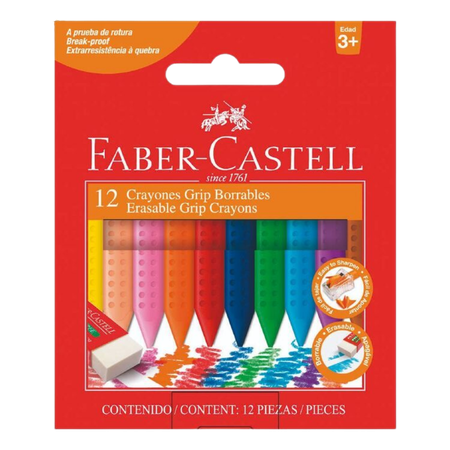 Crayons Faber Jumbo Erasable Grip Dot Pack 12