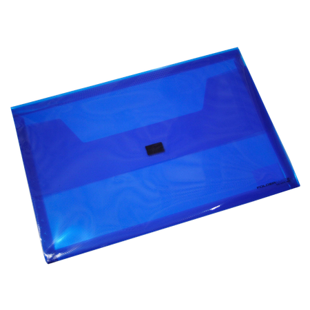 Document Wallet Bantex Poly F/C Velcro Closure Translucent Blue