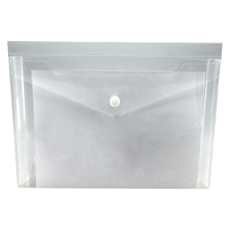 Document Wallet Osmer A5 Gusset Button Closure Clear