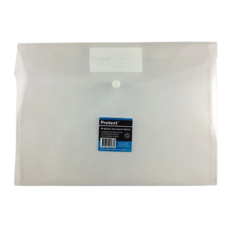 Document Wallet Protext Poly A4 Button Closure Clear