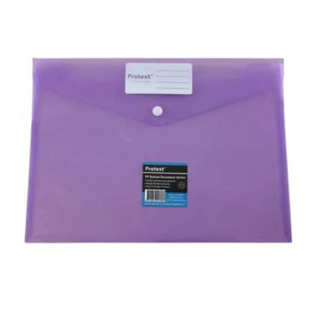 Document Wallet Protext Poly A4 Button Closure Purple