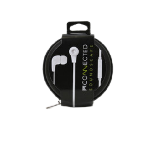 Earphones Mconnected Soundscape Inline Microphone with Case White