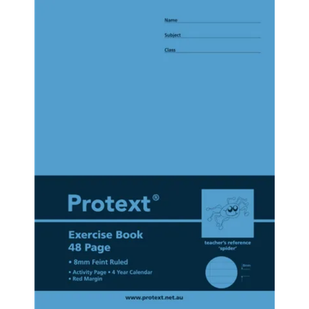 Exercise Book Protext 225x175mm 8mm Ruled 48pg Spider