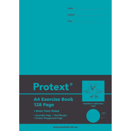 Exercise Book Protext A4 8mm Ruled 128pg Owl
