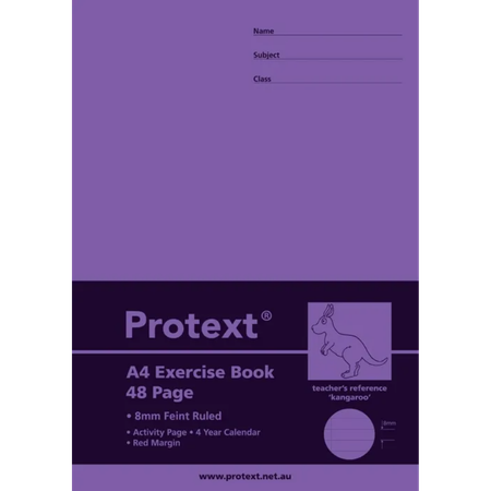 Exercise Book Protext A4 8mm Ruled 48pg Kangaroo