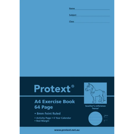 Exercise Book Protext A4 8mm Ruled 64pg Horse