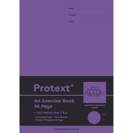 Exercise Book Protext A4 Year 3/4 with Margin 96pg Turtle