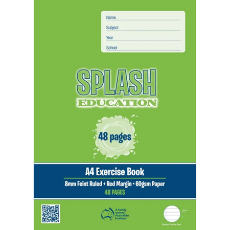 Exercise Book Splash A4 48pg 8mm Ruled with Margin