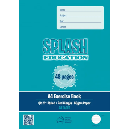Exercise Book Splash A4 Year 1 48pg with Margin