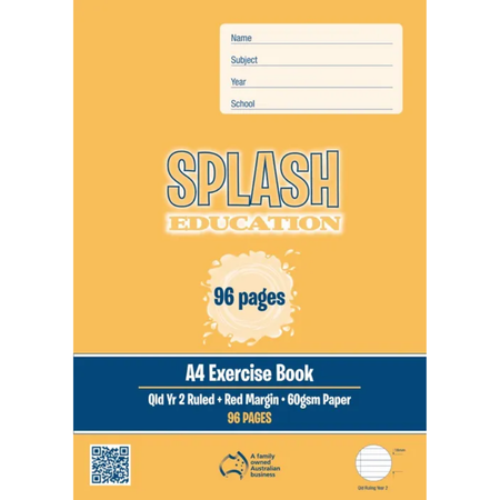 Exercise Book Splash A4 Year 2 96pg with Margin