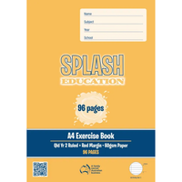 Exercise Book Splash A4 Year 2 96pg with Margin