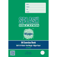 Exercise Book Splash A4 Year 3/4 48pg with Margin
