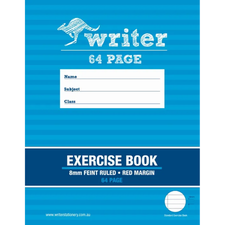 Exercise Book Writer 225x175 8mm Ruled 64pg with Margin
