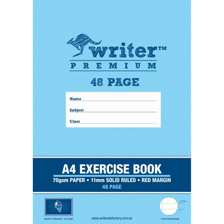 Exercise Book Writer Premium A4 70GSM 11mm Ruled 48pg with Margin Ice Cream