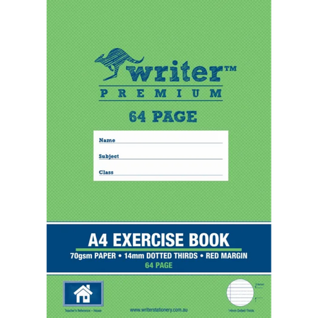 Exercise Book Writer Premium A4 70GSM 14mm Dotted Thirds 64pg with margin House