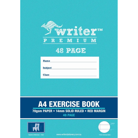 Exercise Book Writer Premium A4 70GSM 14mm Ruled 48pg with Margin Chair