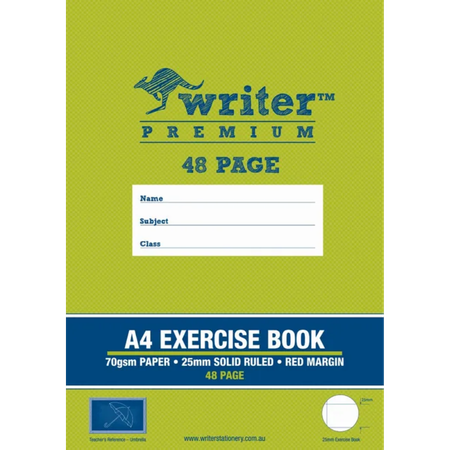 Exercise Book Writer Premium A4 70GSM 25mm Ruled 48pg with Margin Umbrella
