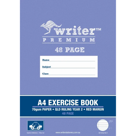 Exercise Book Writer Premium A4 70GSM Year 2 48pg with margin Police Car