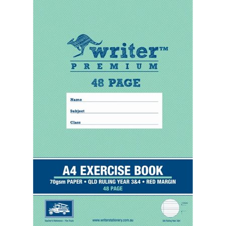 Exercise Book Writer Premium A4 70GSM Year 3/4 48pg with margin Fire Truck