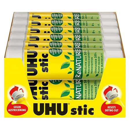 Glue Stick UHU ReNature White 40gm Box 12