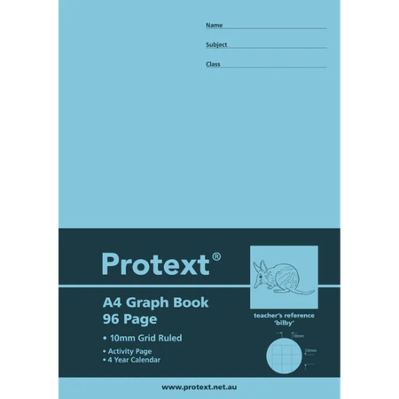 Graph Book Protext A4 70GSM 10mm 96pg Bilby