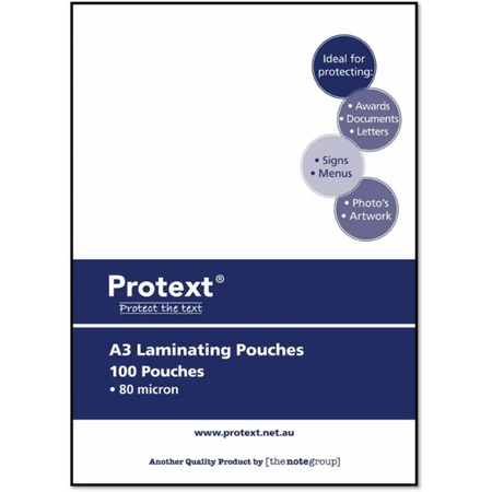 Laminating Pouches Protext A3 80 Micron Clear Box 100
