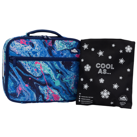 Lunch Box Spencil Big Cooler Bag + Big Chill Pack Liquid Marble