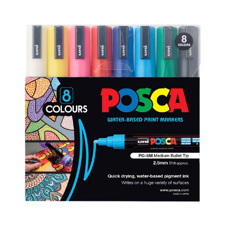 Marker Paint Uni Posca Bullet 2.5mm PC5M Pack 8