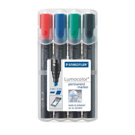 Marker Permanent Staedtler 350 Chisel 2mm Wallet 4