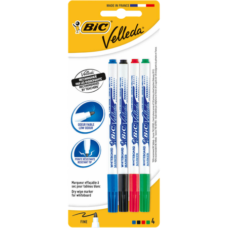 Marker Whiteboard BIC Velleda Fine Asstd Pack 4