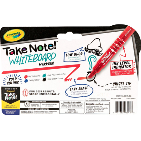 Marker Whiteboard Crayola Take Note! Chisel Tip Wallet 4