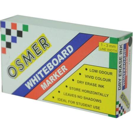 Marker Whiteboard Osmer Bullet Fine Black Box 12
