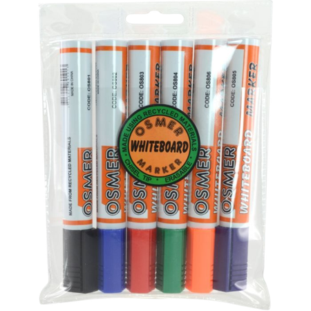 Marker Whiteboard Osmer Chisel Asstd Pack 6